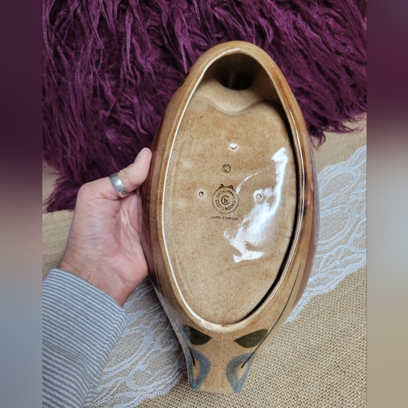 Vintage The California Cleminsons ceramic hand painted bread platter dove - Picture 6 of 15